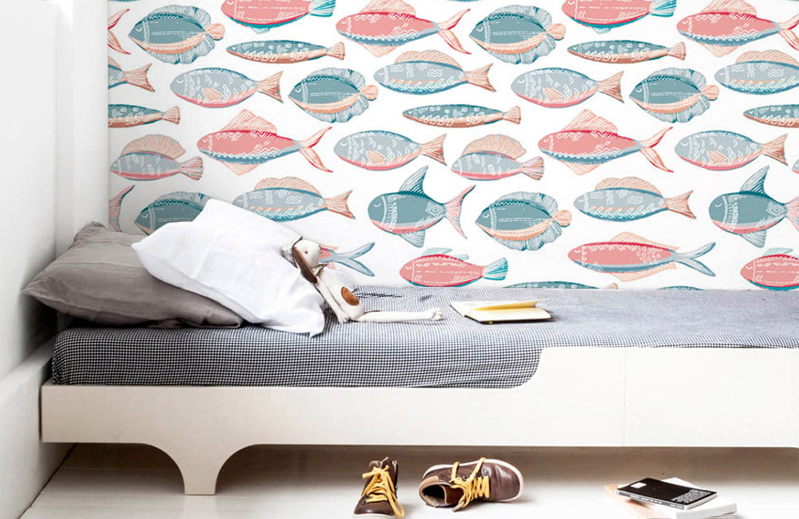 Room Wallpaper Mural Featuring a Flounder Fish from the Ocean