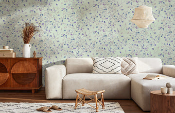 Elegant Blue Floral Vine Mural Wallpaper