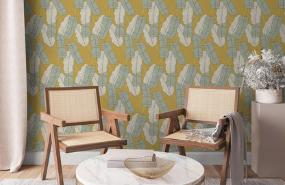 Geometric Abstract Gold Mural Wallpaper in living room