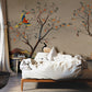 Wallpaper mural with Birds and Trees in Autumn for Use in Home Decoration