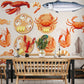 Wallpaper Mural for Home Decoration Featuring an Ocean Scene Featuring Seafood