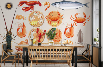 Seafood Delight Kitchen Mural Wallpaper