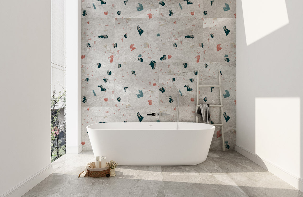 Room with a Dot and Marble Pattern Wallpaper Mural