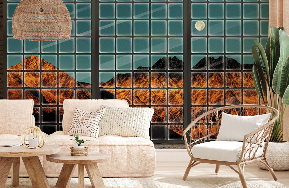 Home Decoration Featuring a Night Mountain Wallpaper Mural