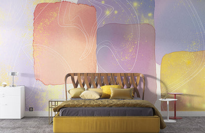 Abstract Watercolor Brush Stroke Wallpaper Mural in bedroom