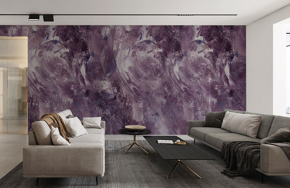 Wallpaper Mural for Home Decoration Featuring an Original Oil Painting in Purple
