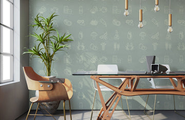Whimsical Kitchen Doodle Art Mural Wallpaper