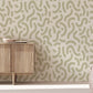 Wallpaper Mural with a Labyrinth Pattern in Light Green for the Hallway