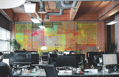 Abstract Colorful Geometric Wallpaper Mural in office