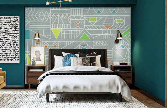 Wallpaper mural with a geometric pattern for the living room, ideal for use in home decor