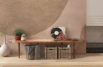 Abstract Beige Neutral Shapes Mural Wallpaper