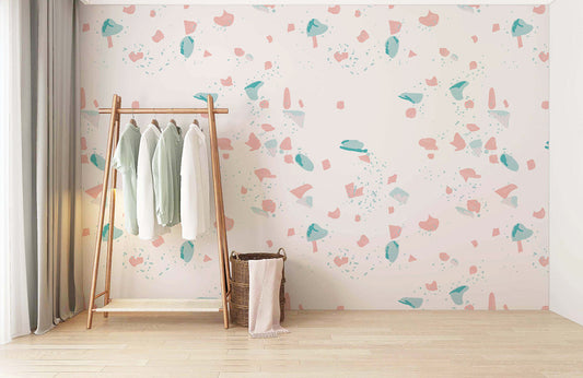 Room with a Dots and Marble Pattern Wallpaper Mural