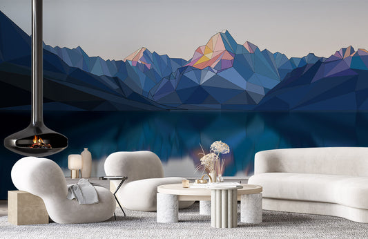 Mountain Scenery Wallpaper Mural in 3D for Interior Design Use