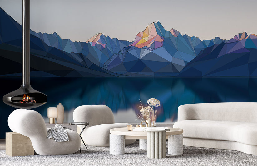 Modern Abstract Geometric Mountain Mural Wallpaper | Ever Wallpaper ...
