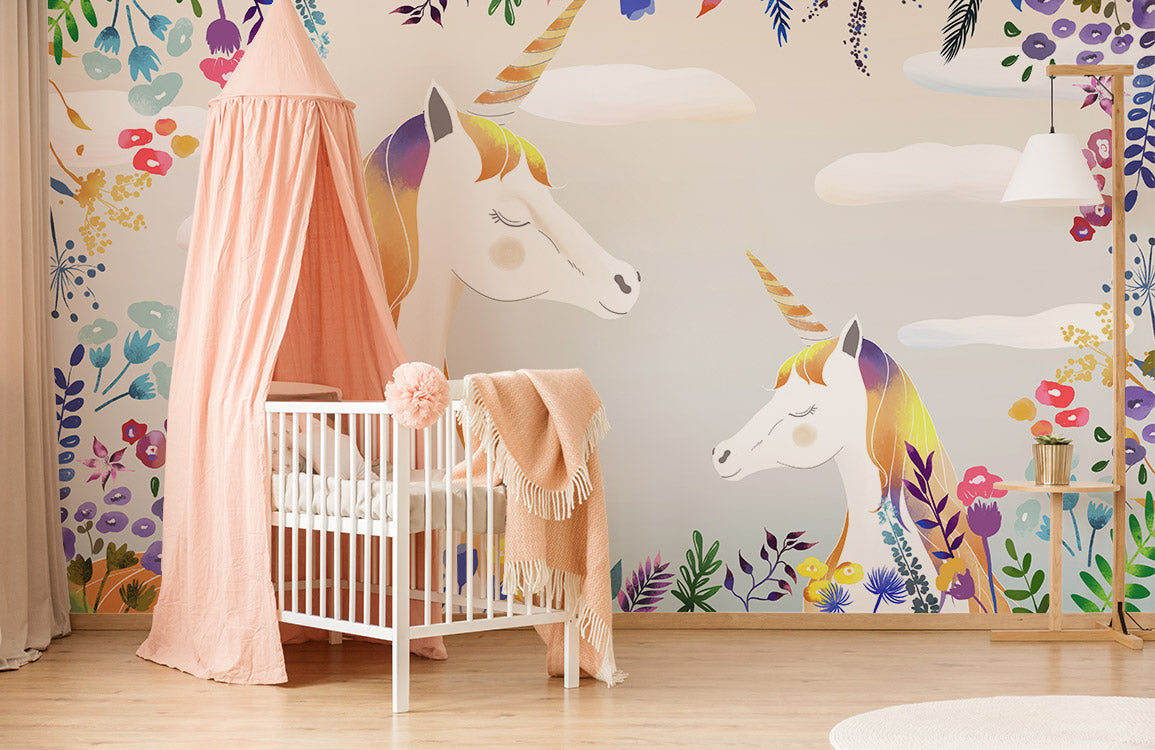 Animal Unicorns Wallpaper Mural for Use as Home Decoration