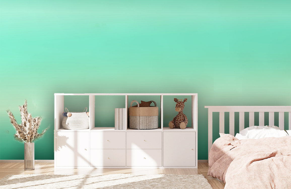Home Decoration Featuring a Green Gradient Wallpaper Mural.
