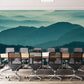 Home decor wall mural of misty green mountains