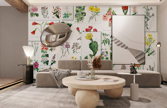 Home Decoration Featuring a Flower and Vegetation Wallpaper Mural.