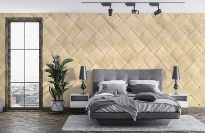Luxury Gold Geometric Herringbone Mural Wallpaper in bedroom