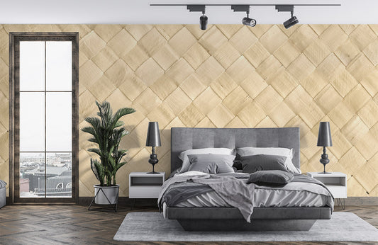 Luxury Gold Geometric Herringbone Mural Wallpaper