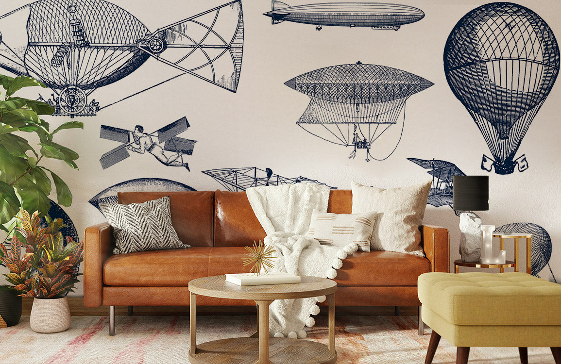 Home Decoration Featuring an Aircraft Revolution Industrial Wallpaper Mural