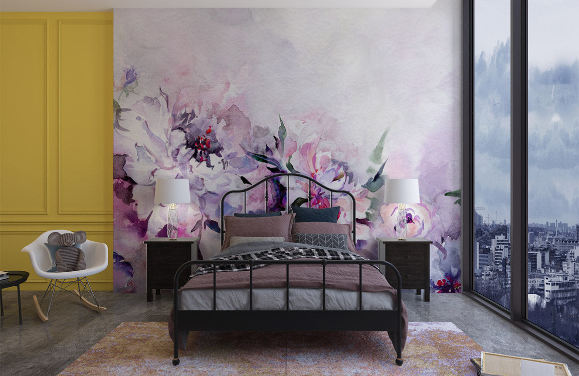 stunning wallpaper with a flower pattern in purple