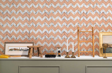 Modern Geometric Peach Marble Mural Wallpaper