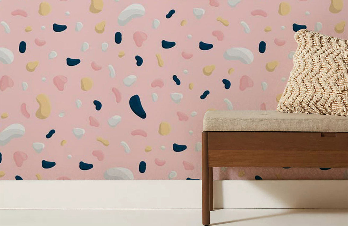 Wallcovering with a Pink Chips and Marble Pattern Room Mural