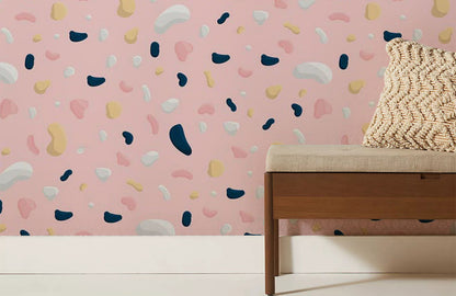 Wallcovering with a Pink Chips and Marble Pattern Room Mural
