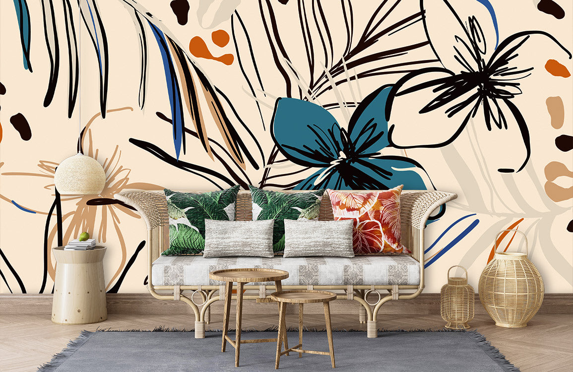 wallpaper with an abstract Flower Chandelier design