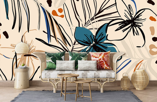 wallpaper with an abstract Flower Chandelier design