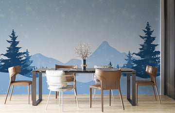 Muro Decorativo di Paesaggio Invernale Serene con Neve