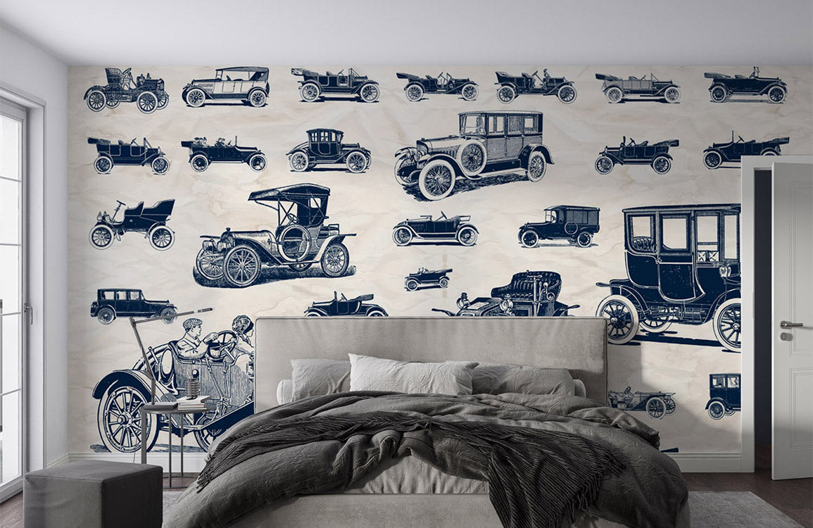Vintage Automobiles Design Wallpaper Mural for Interior Design of Your Home