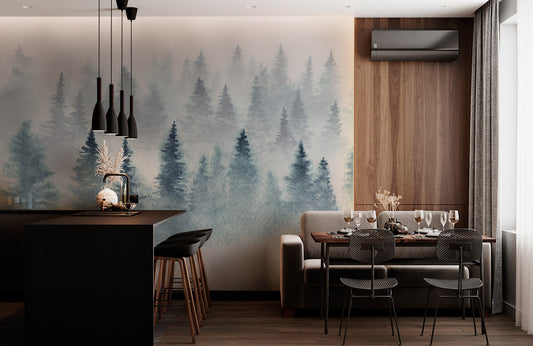 Wallpaper Mural of Misty Forest in the Bedroom