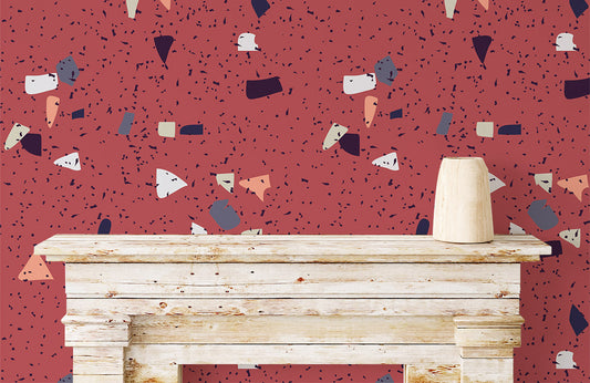 Mural in a Room with Fragments of Marble Wallpaper