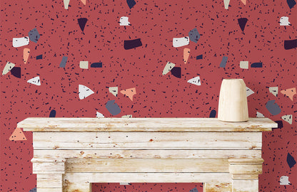 Mural in a Room with Fragments of Marble Wallpaper