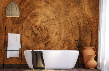 Rustic Wood Ring Textured Mural Wallpaper