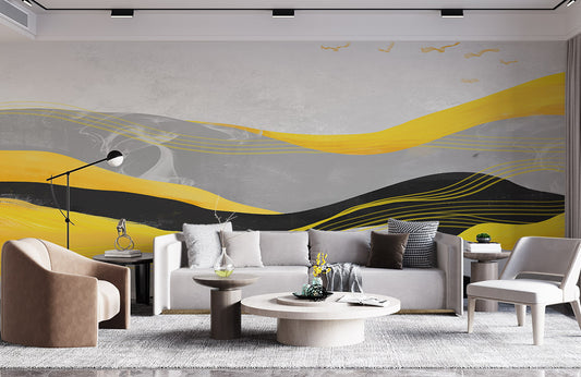 Home Decor with Golden Quicksand Wall Mural Wallpaper