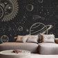 Mural room wallpaper featuring an abstract planet pattern