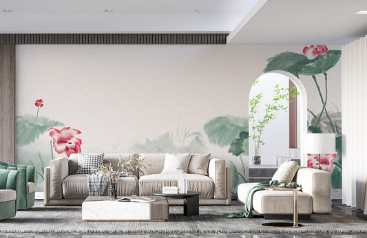 Decorate Your Home with a Watercolor Lotus Wallpaper Mural