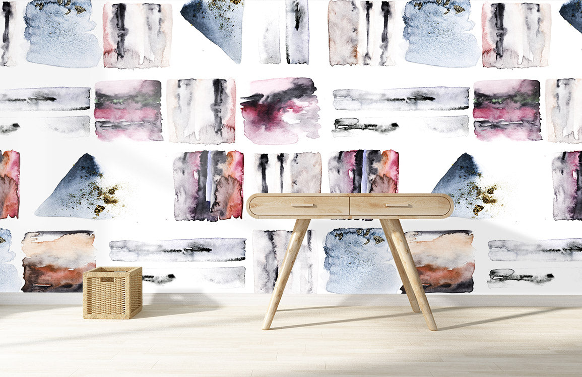 Mural Room with Watercolor Blocks Wallpaper