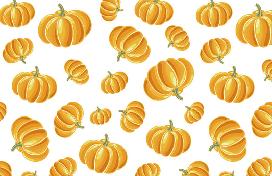 Bright Whimsical Pumpkin Pattern Mural Wallpaper