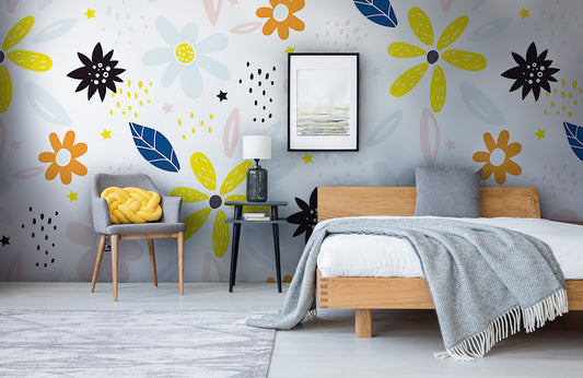 beautiful flowers in a garden wallpaper mural