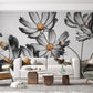 a huge flower mural printed ink wallpaper for use as house décor.