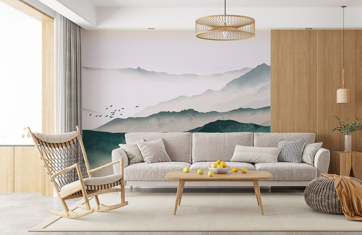 a breathtaking wallpaper mural of mountains