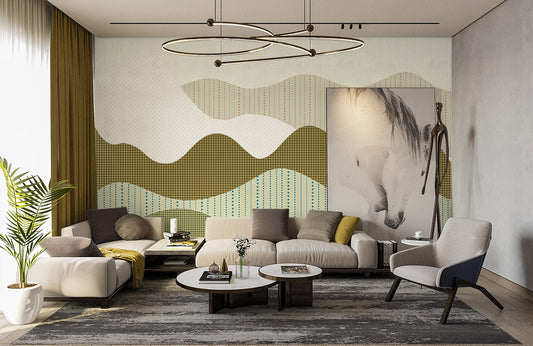 Mural Room Wallpaper Featuring a Painted Mountain Scene