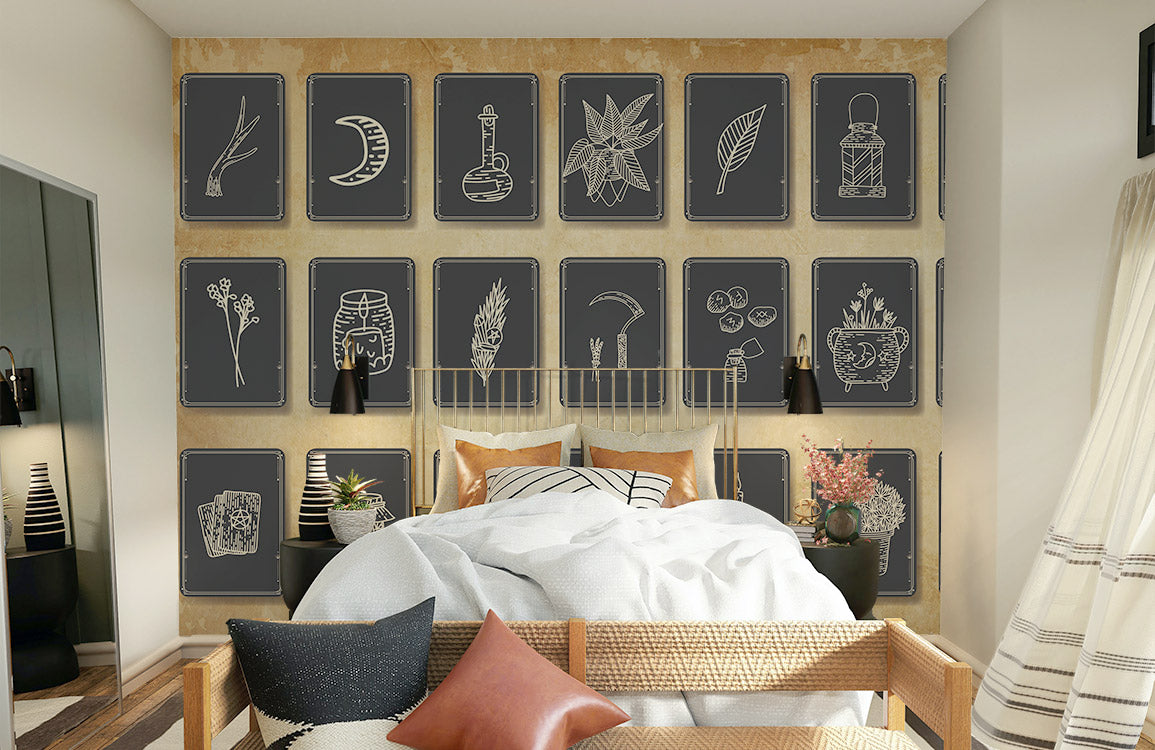Wallpaper Mural Featuring an Icon Pattern, Suitable for Home Decoration