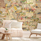 Room Mural with Score Pattern from Vintage Wallpaper