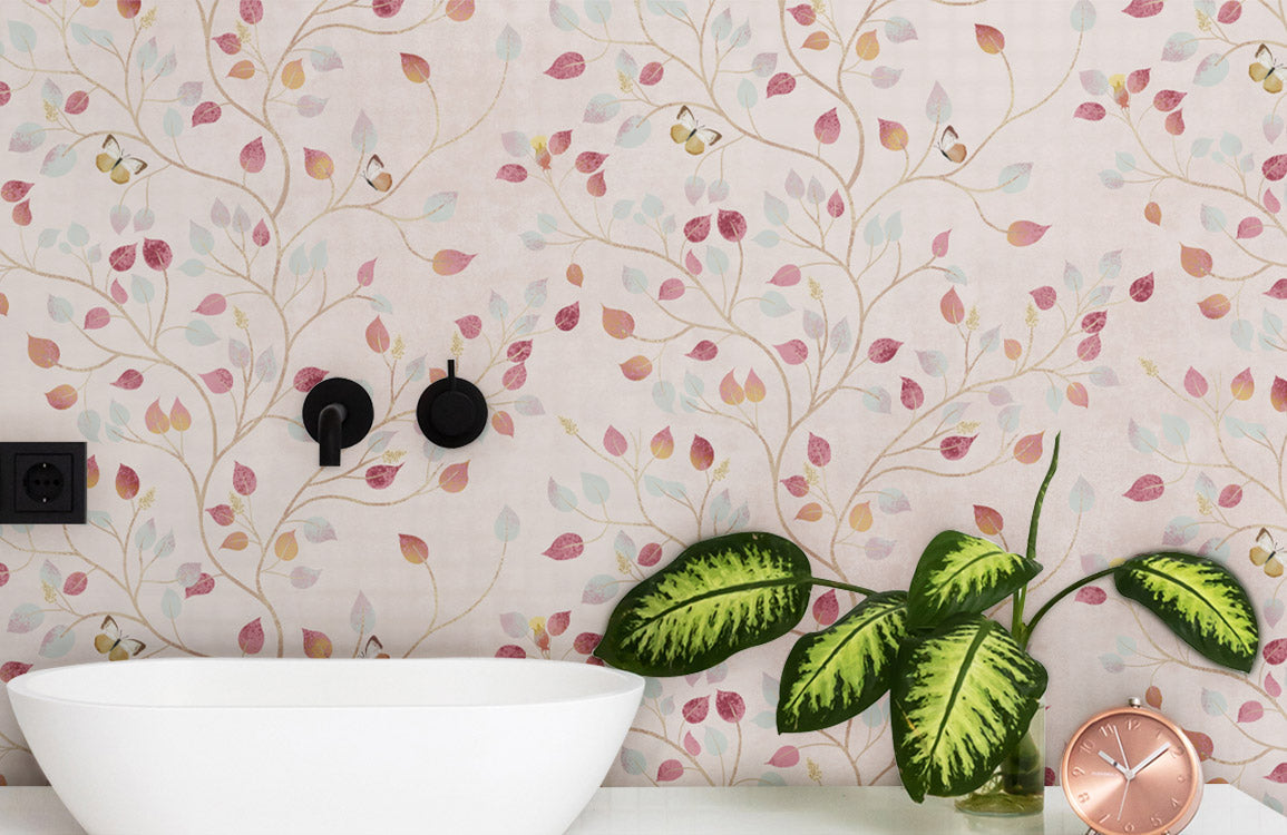 Wallpaper mural with fragrance leaves, perfect for use as home decor.