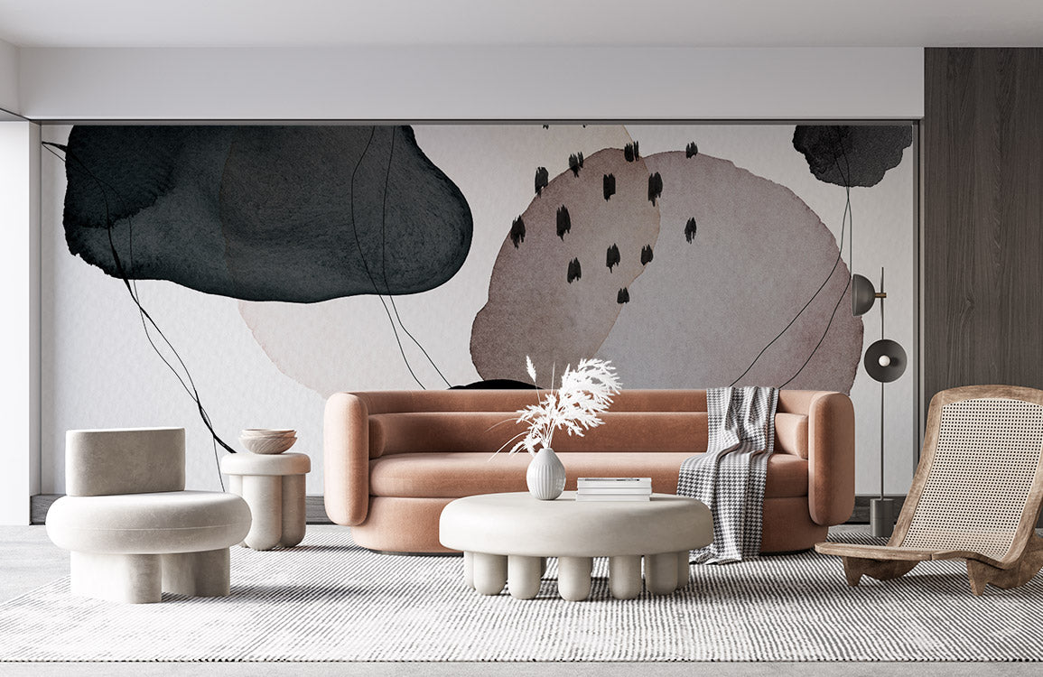 Wallpaper Mural with Abstract Ink Blocks for the Home